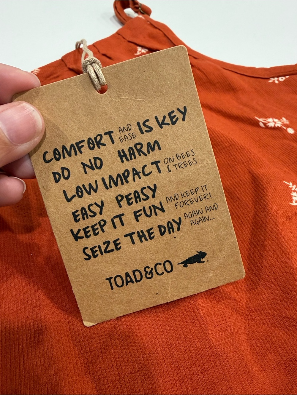 Toad&Co Women's Medium Manzana Tank Rust Pattern NWT Crop Organic Cotton No Iron - Picture 4 of 7